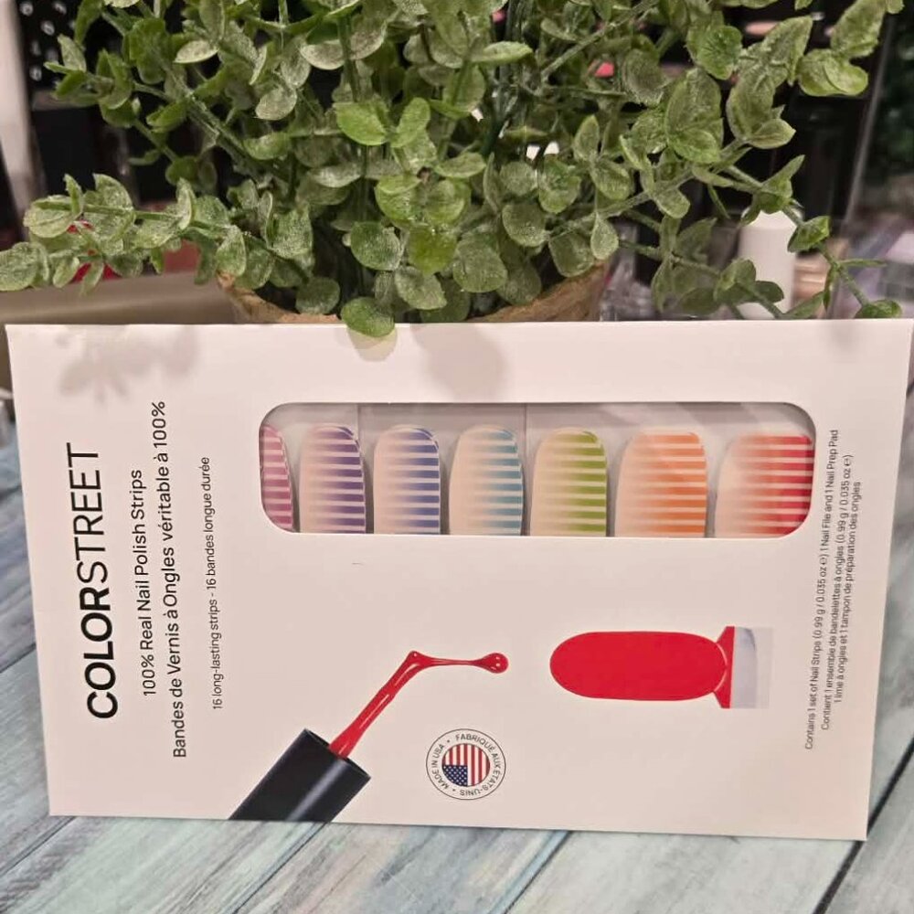 Color Street Rainbow Stripe Press On Nail Design